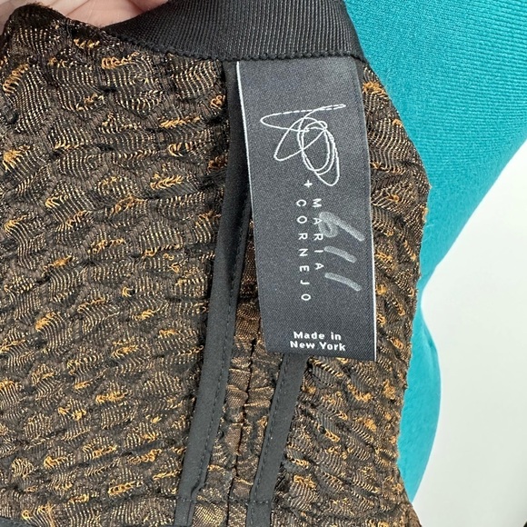 Zero + Maria Cornejo LEO EVE SMOCKED BOMBER TEXTURED JACKET IN BLACK/ BRONZE - Picture 6 of 13